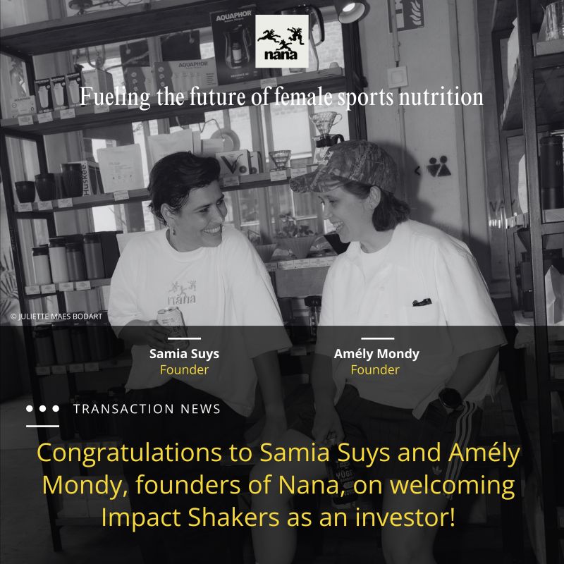 Nana founders Samia Suys and Amély Mondy smiling together — "Fueling the future of female sports nutrition" — pre-seed invest